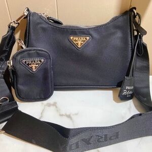 Prada Black Nylon Crossbody Bag with Coin Pouch